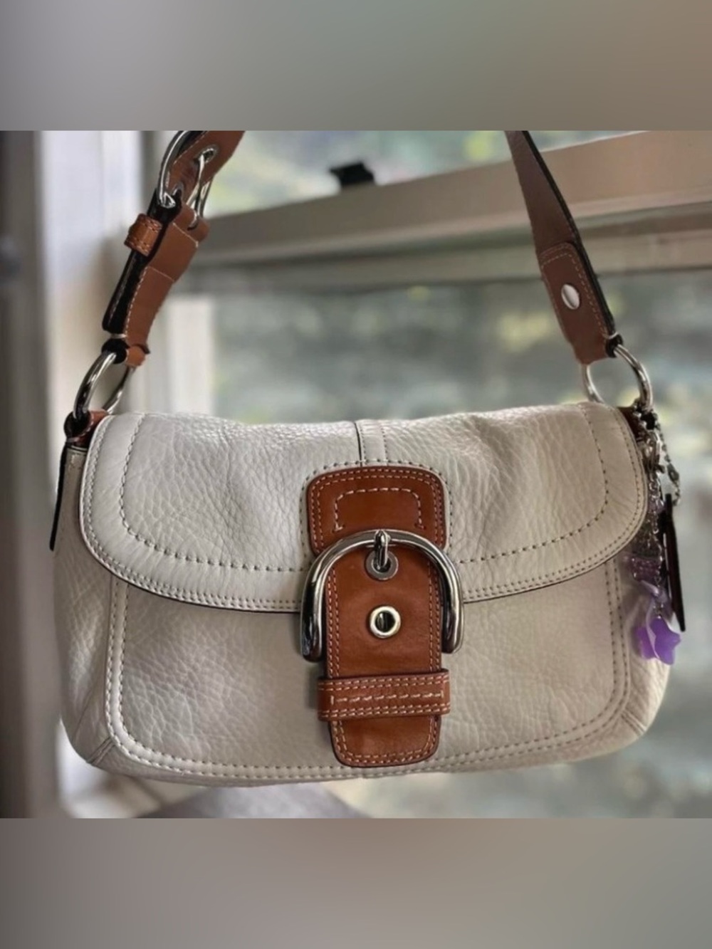 Coach Cream and saddle brown Leather Soho bag